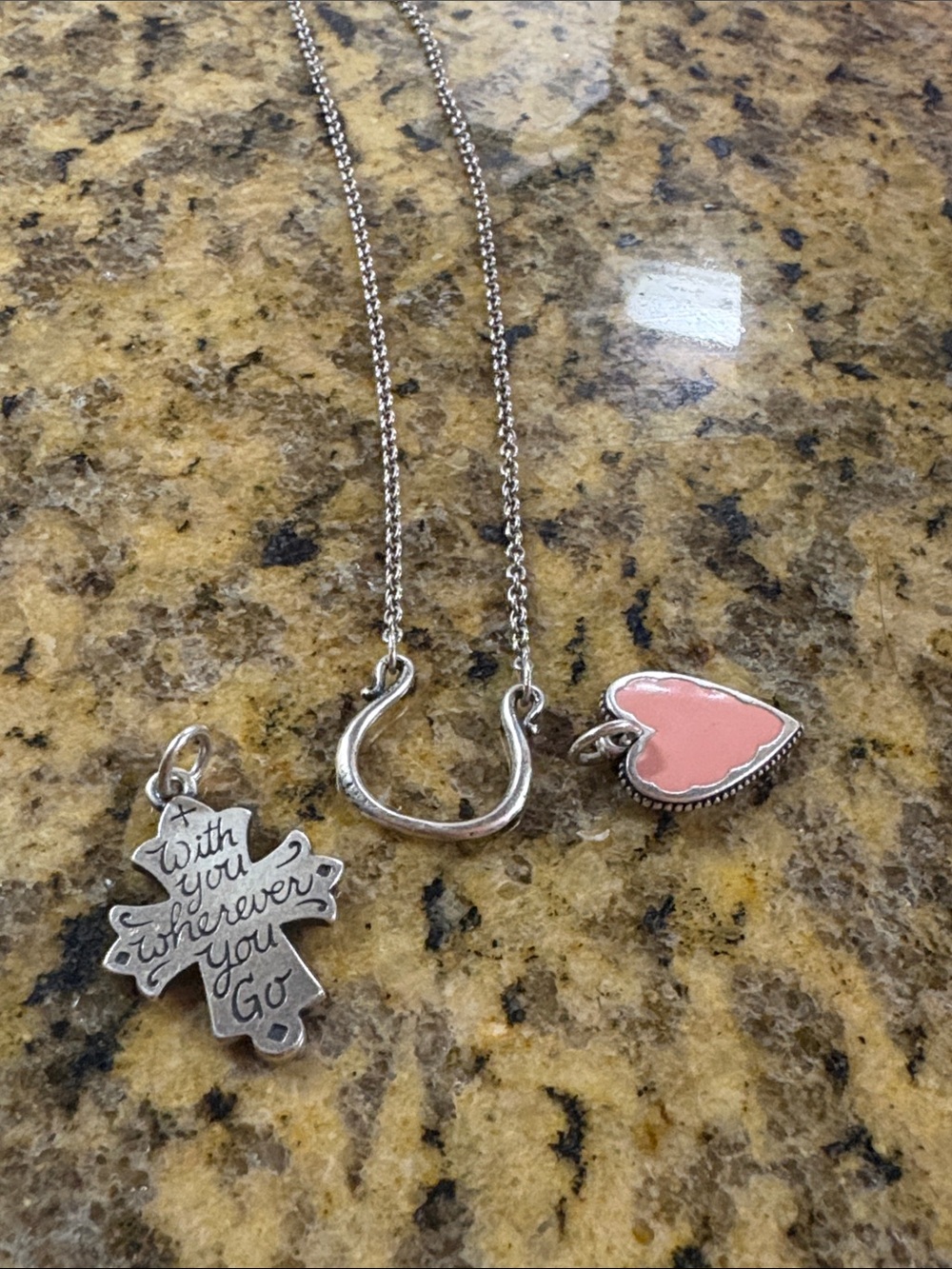 18inch—James Avery Sterling Silver Changeable Horseshoe Necklace Charm Set